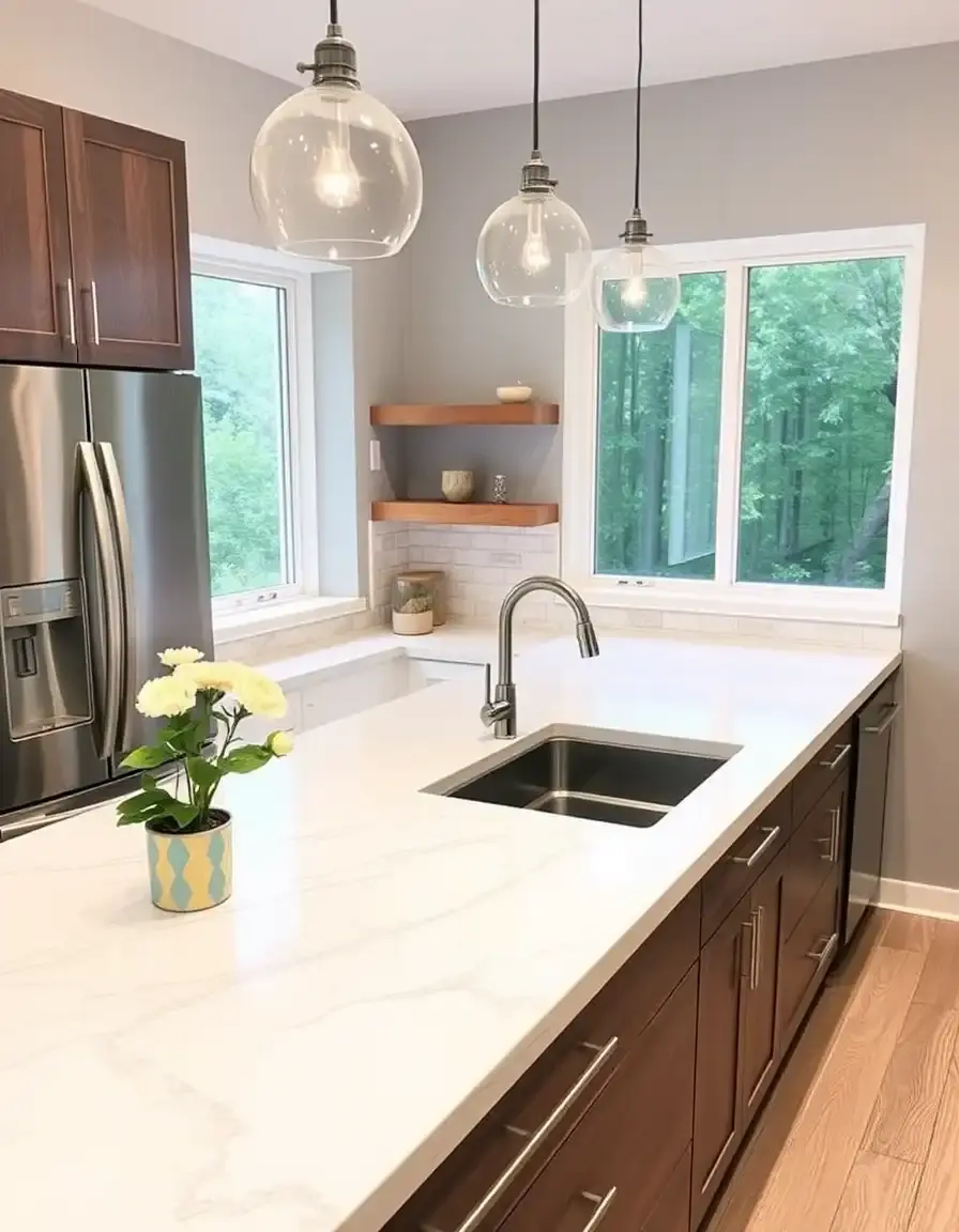 Ready-to-install prefab white quartz countertop kit with edges