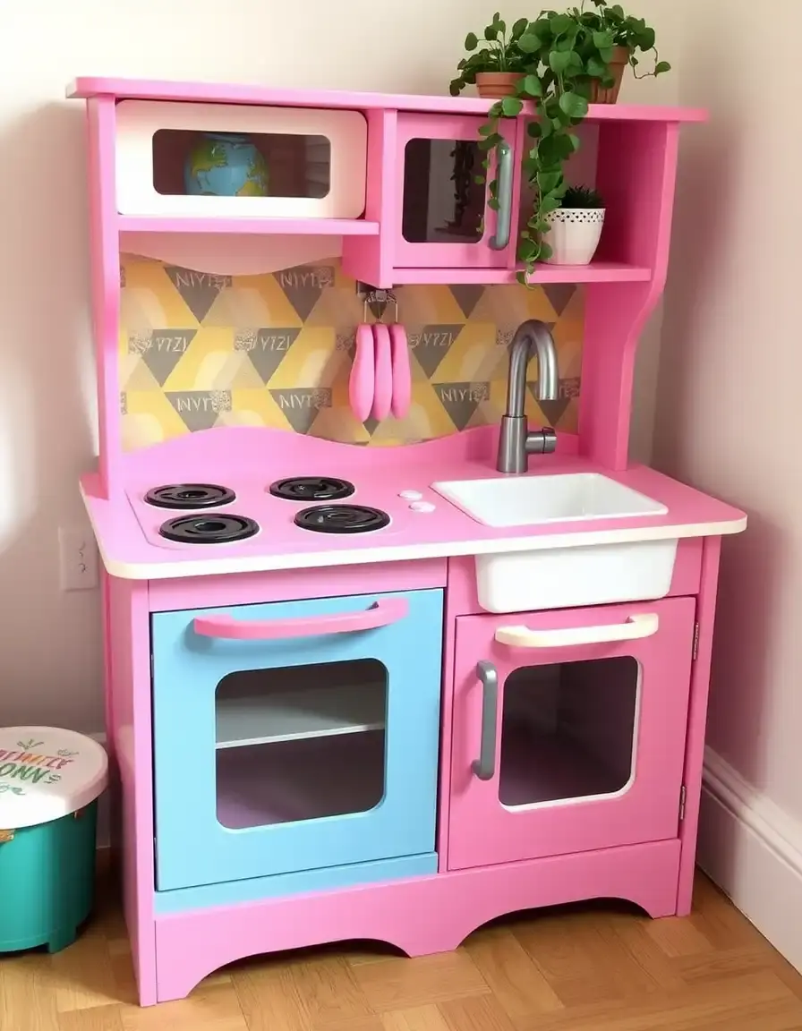 Wooden Kids Kitchen Playset with stove and sink