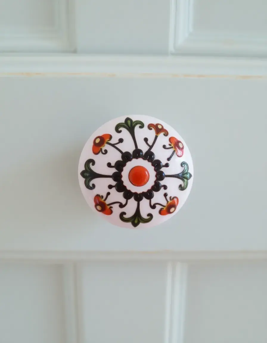 Decorative Painted Ceramic Kitchen Cupboard Knob