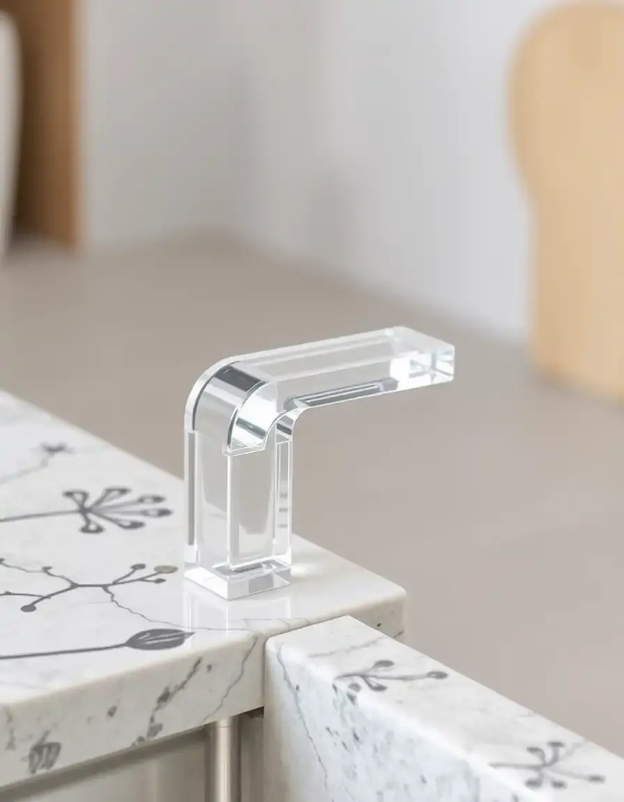 Modern clear acrylic kitchen handle