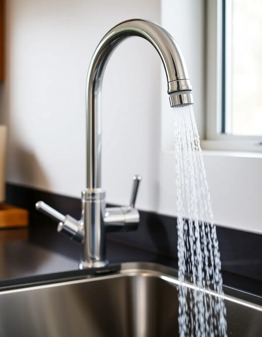 Chrome pull-down kitchen faucet with sprayer high arc