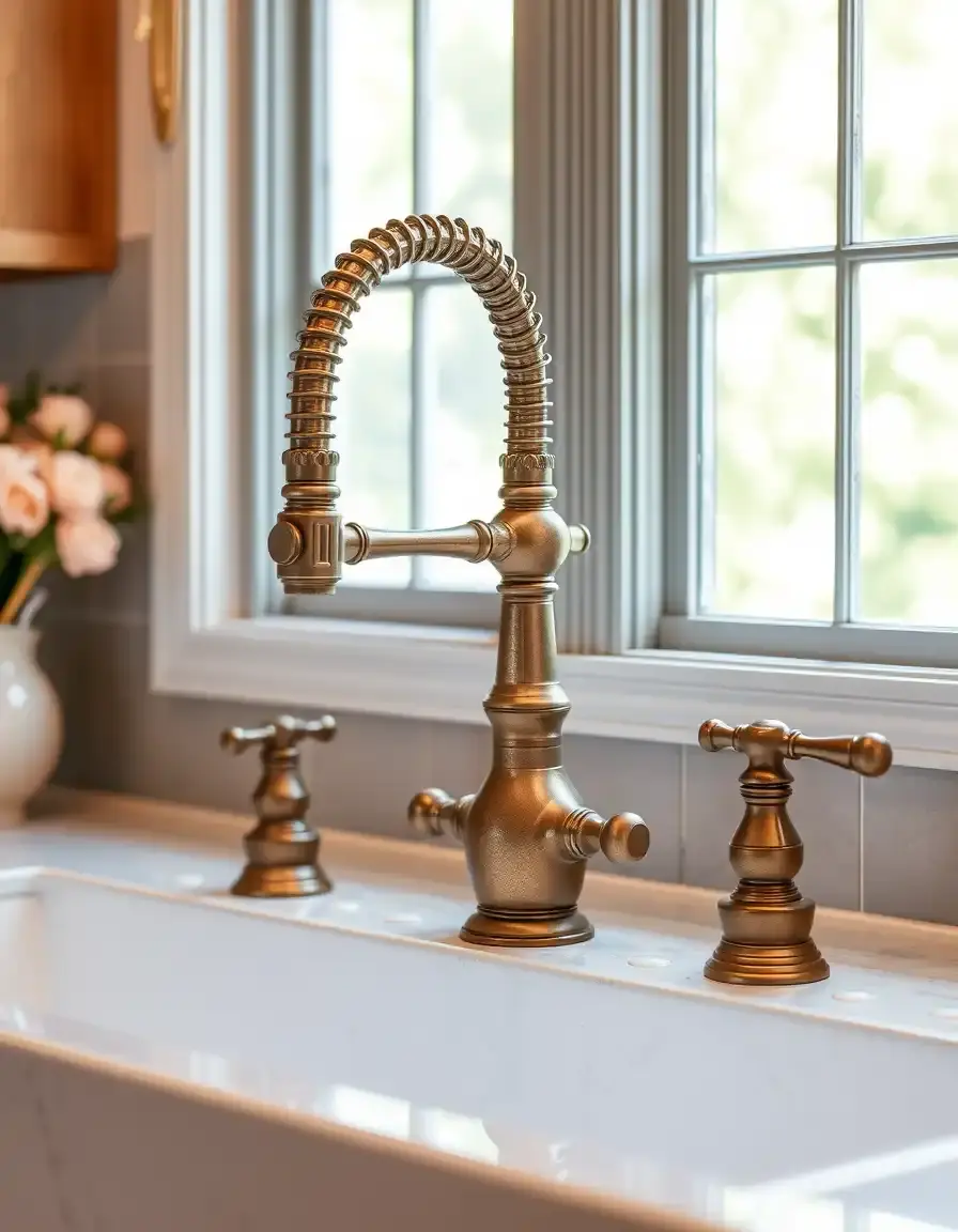 Bronze bridge kitchen faucet vintage style farmhouse sink