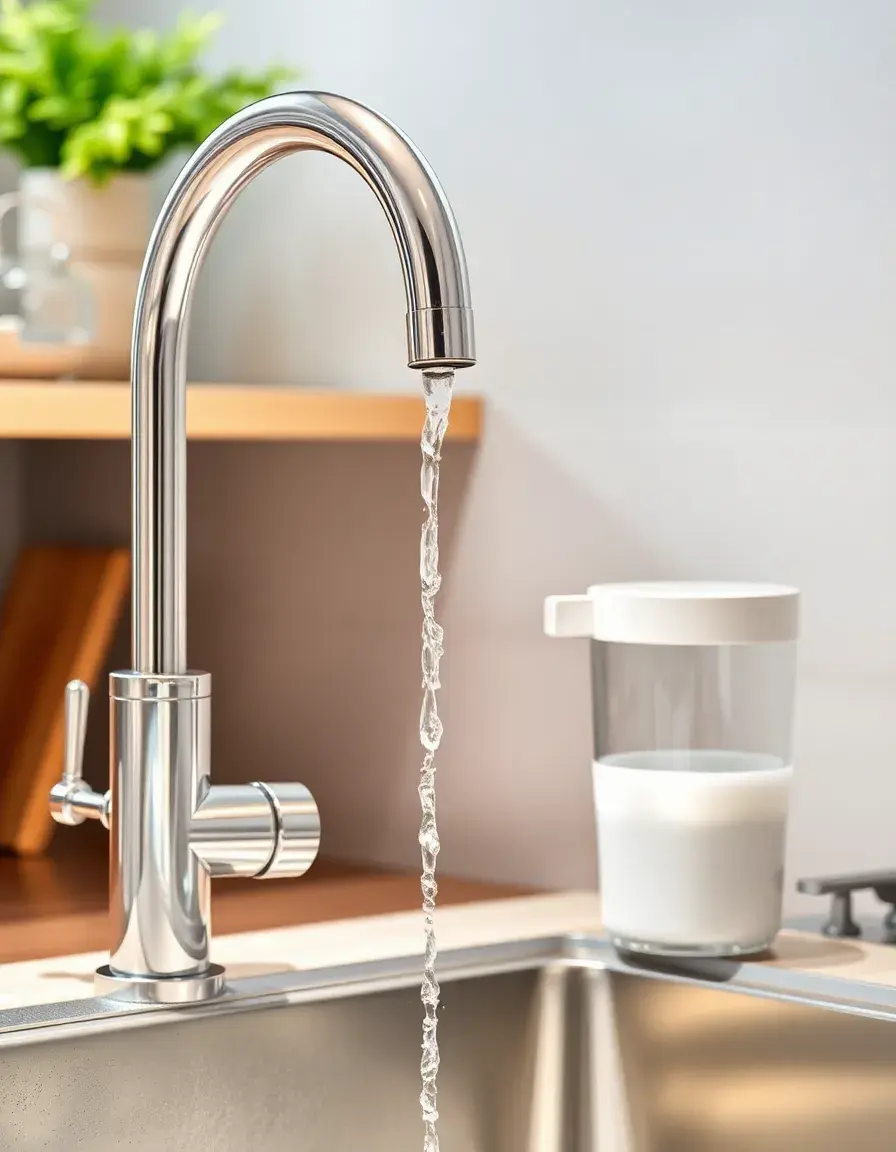 Filtered water kitchen faucet separate dispenser
