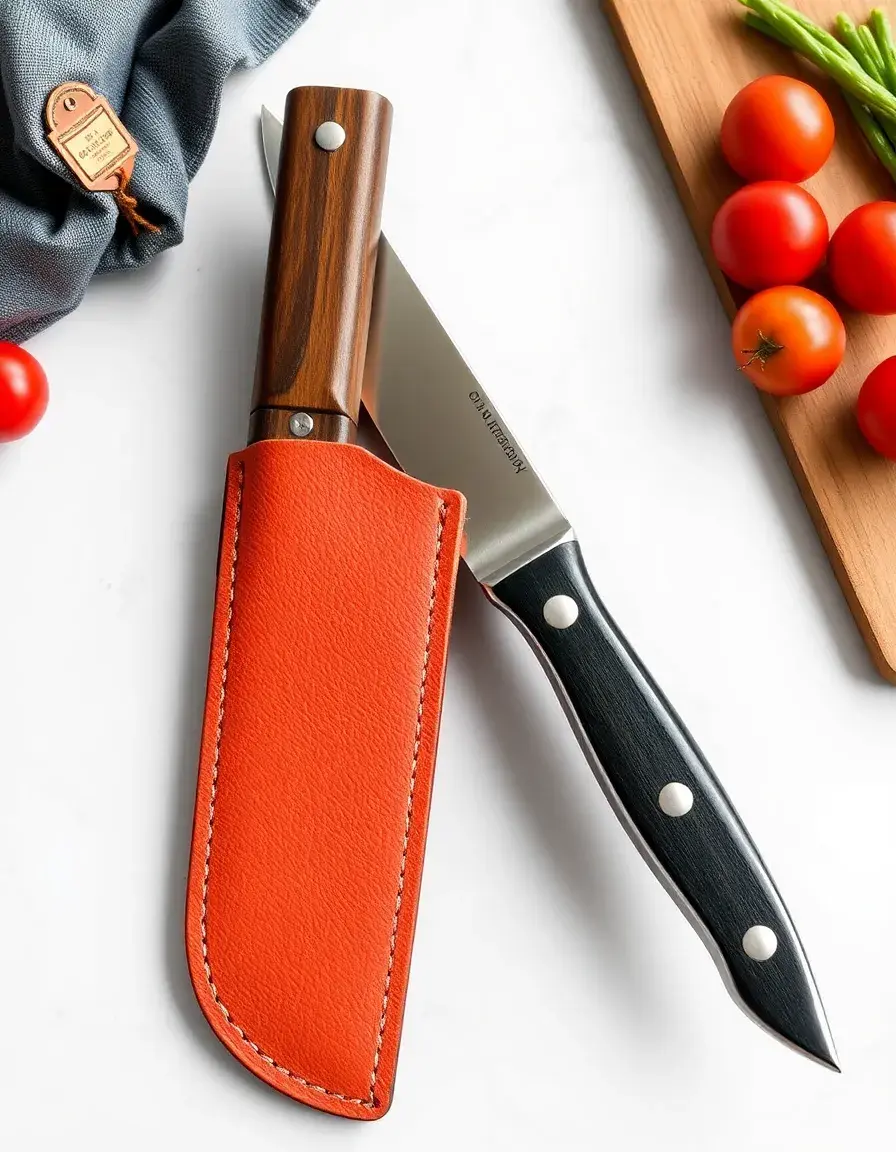 Leather kitchen knife sheath