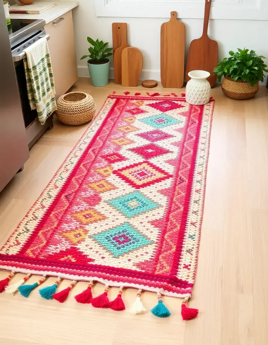Bohemian Kitchen Rug with Tassels