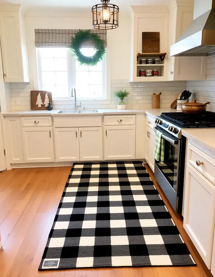Checkered Farmhouse Kitchen Rug Runner