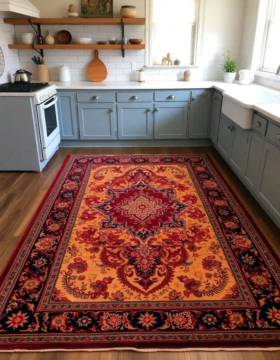 Vintage Persian Kitchen Rug Replica