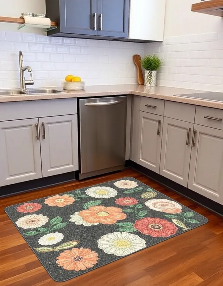 Washable Kitchen Rugs Set in a modern kitchen