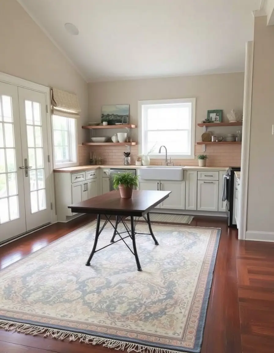 Large Area Kitchen Rug under a dining table