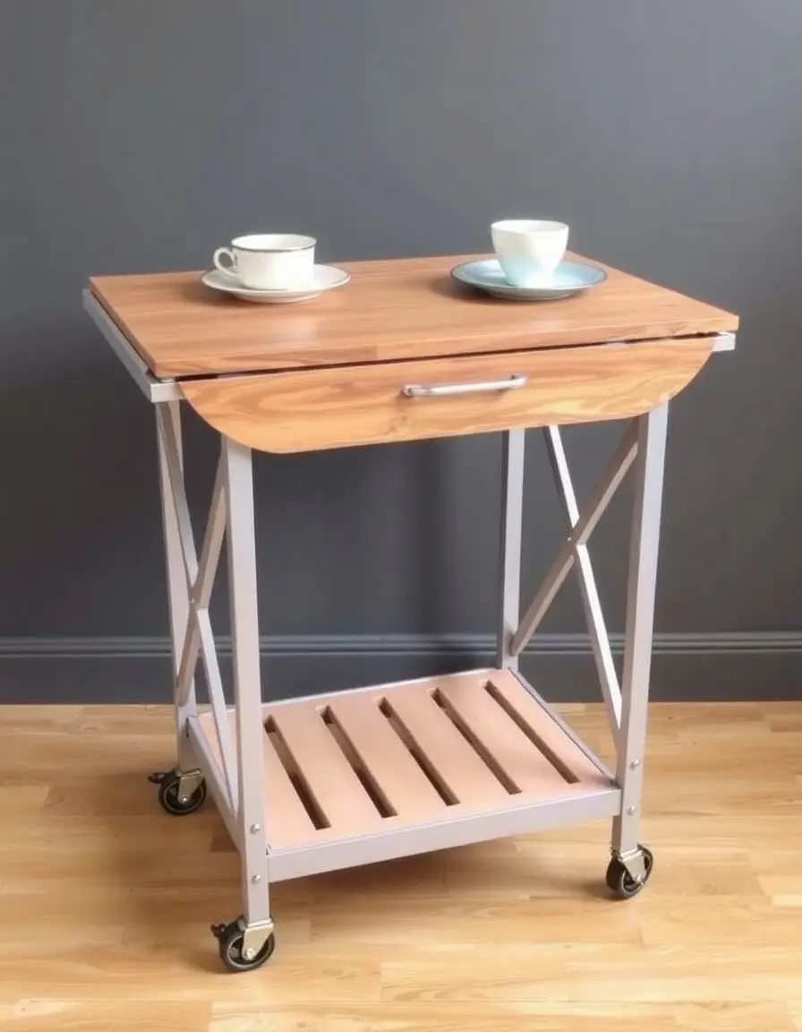 Compact Folding Kitchen Trolley Table