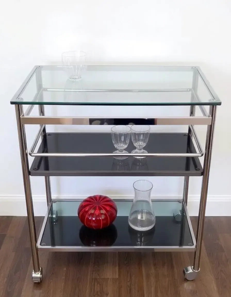 Modern Glass Top Kitchen Trolley