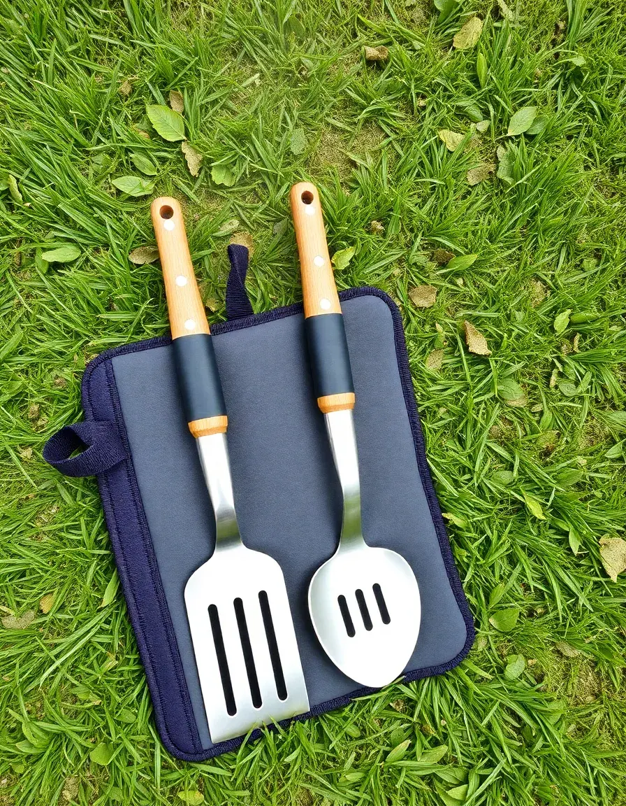 Outdoor BBQ tool set including tongs and spatula