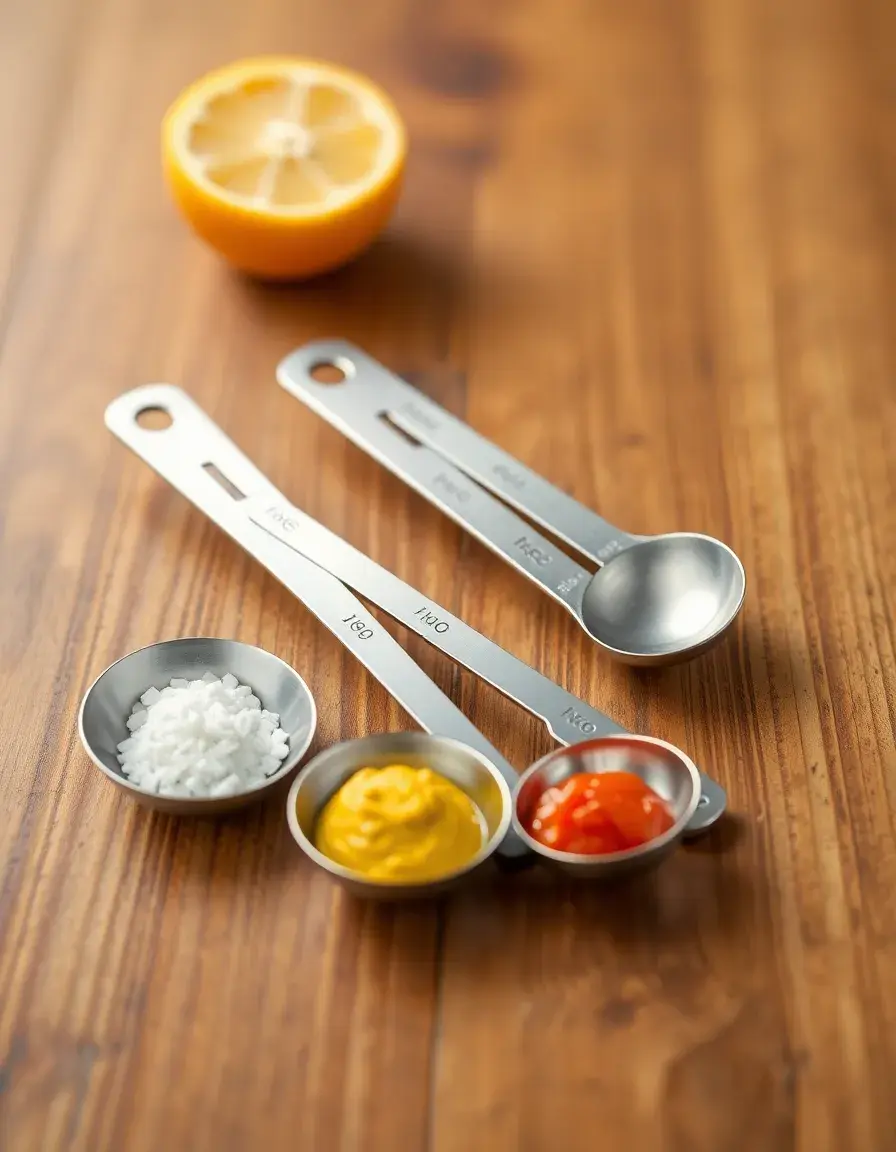 Stainless steel measuring spoons on a marble counter