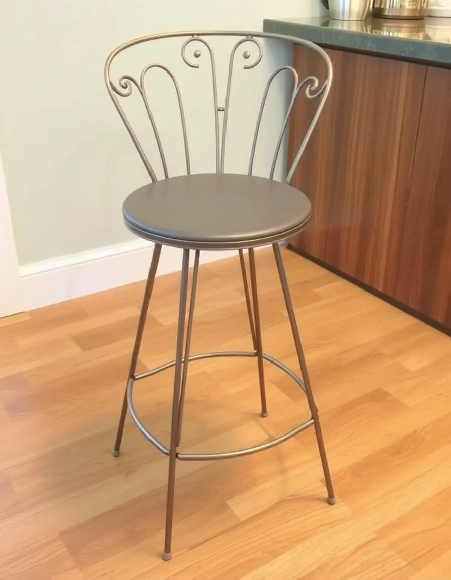 Metal Kitchen Bar Chair with Backrest
