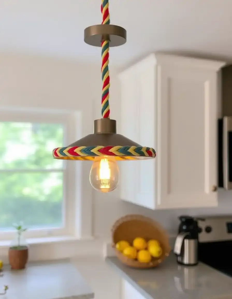 Braided colorful kitchen pendant cord cover