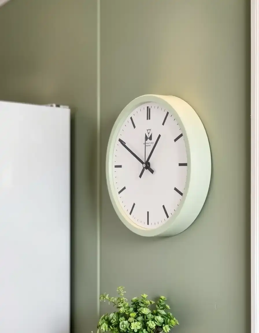 Modern Sage Green Kitchen Wall Clock