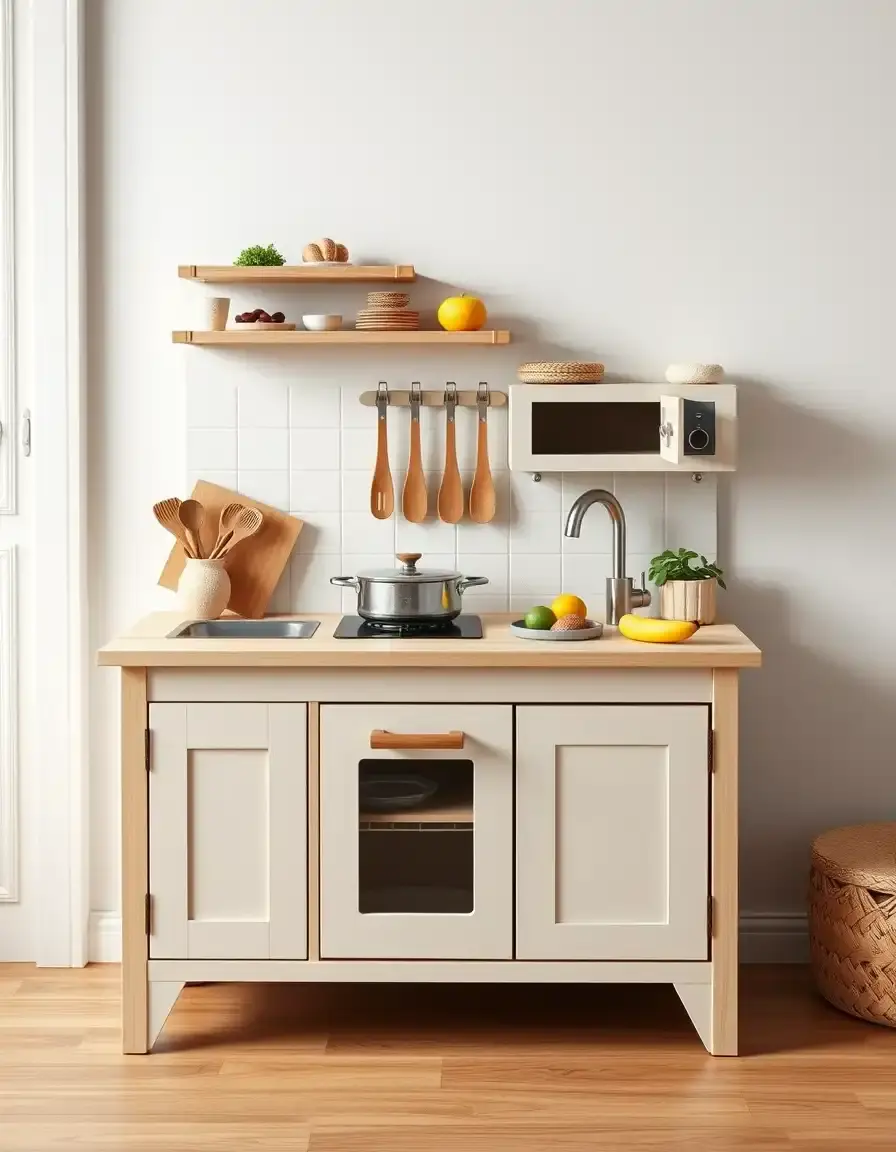Mini Play Kitchen Wooden countertop style