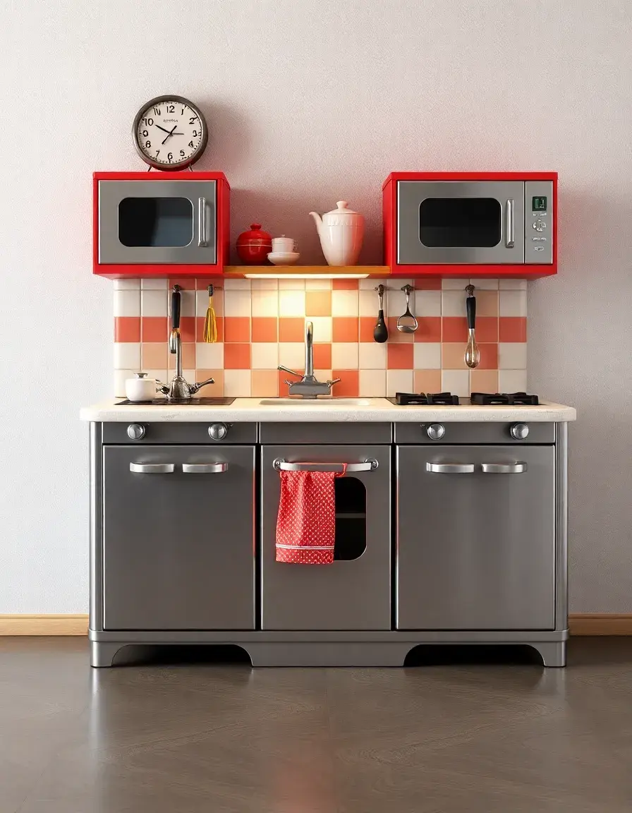 Vintage Style Play Kitchen with retro 1950s design