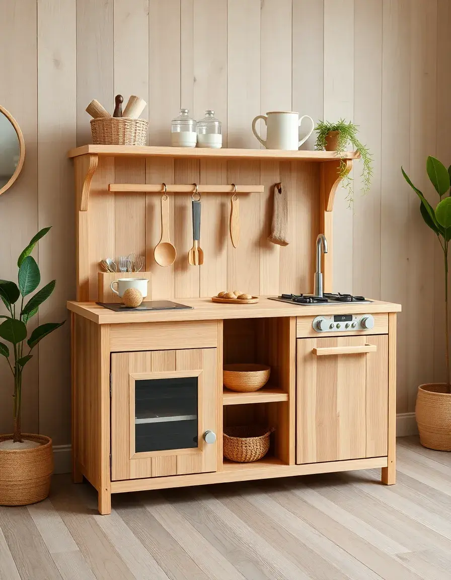 Eco-Friendly Bamboo Play Kitchen with natural finish