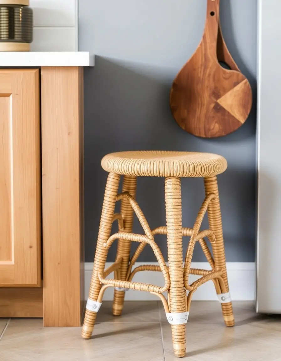 Rattan Kitchen Stool Bohemian