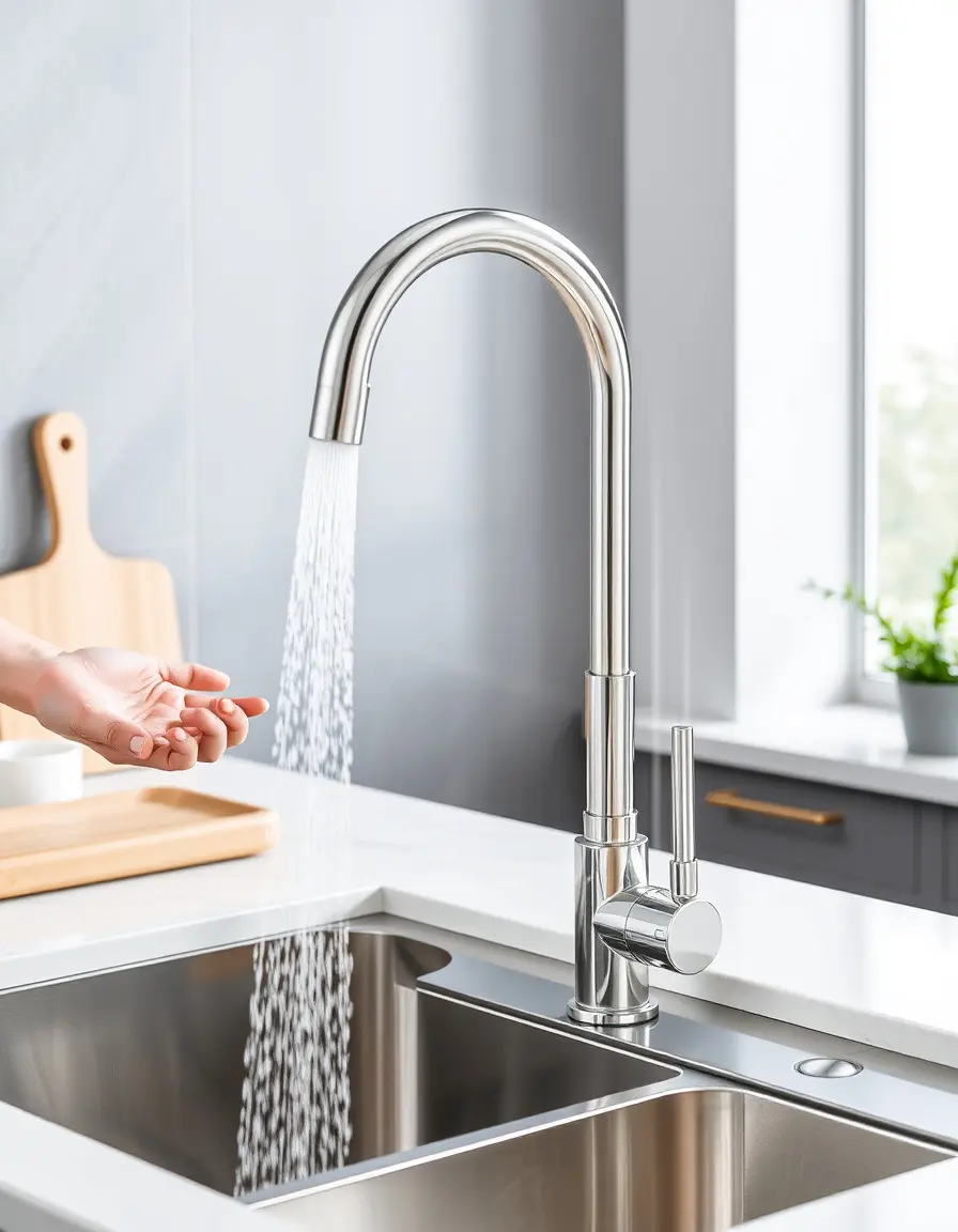 Touchless Kitchen Faucet Sensor on a modern sink