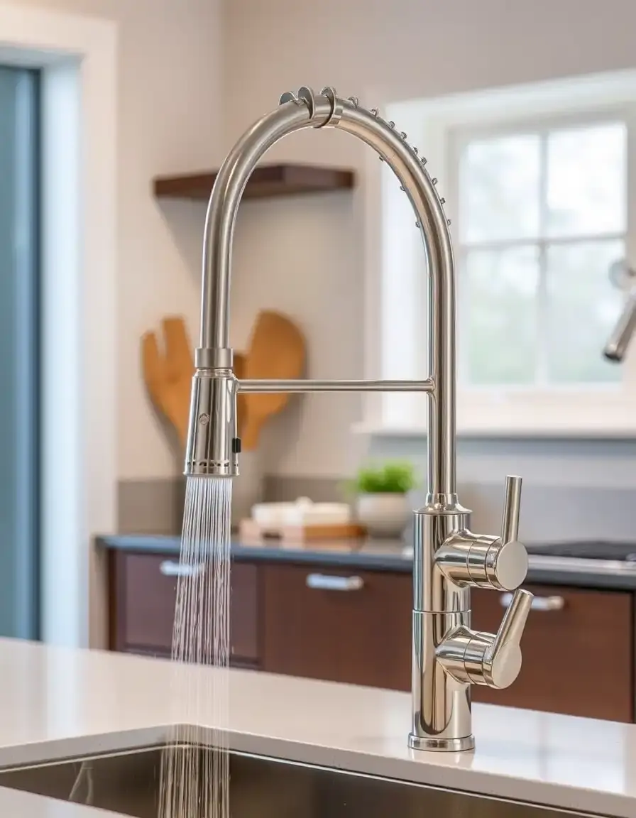 High-arc pull-down kitchen faucet with sprayer