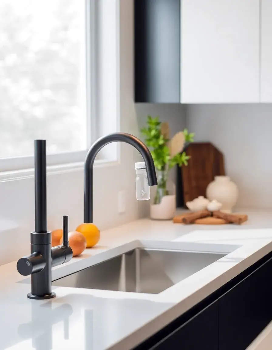 Built-in filtered kitchen faucet system