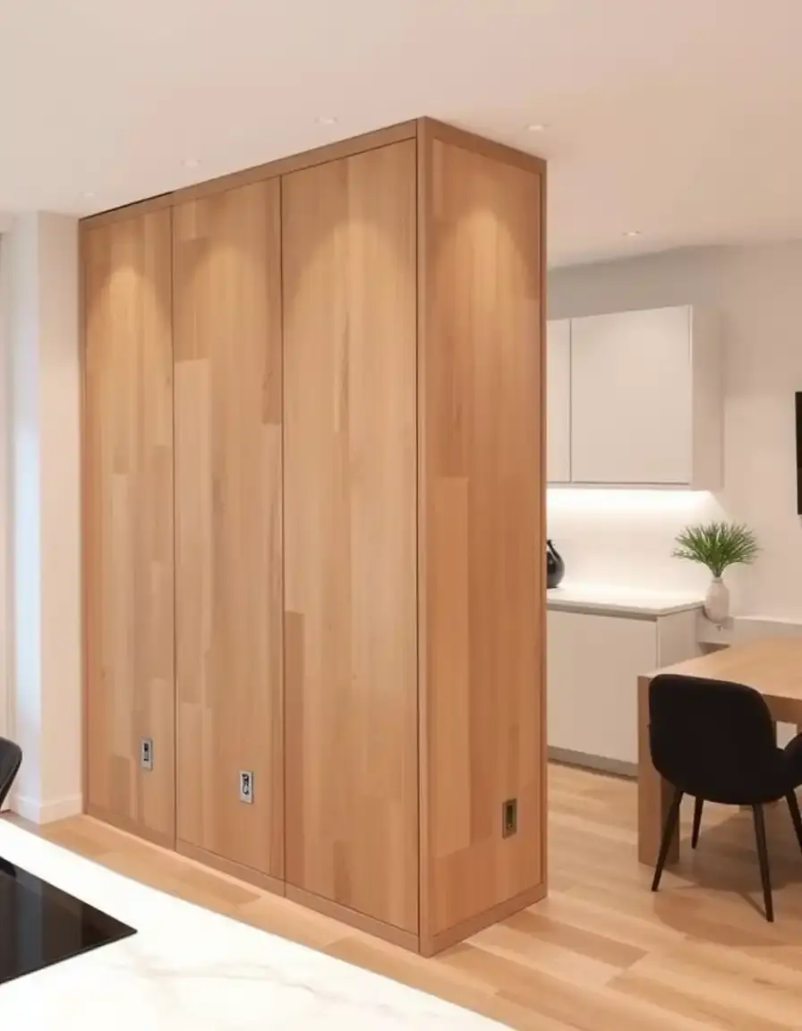 Folding partition screen for closed kitchen separation