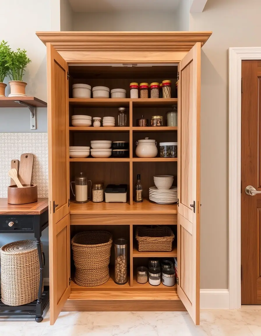 Tall storage cabinet for closed kitchen pantry
