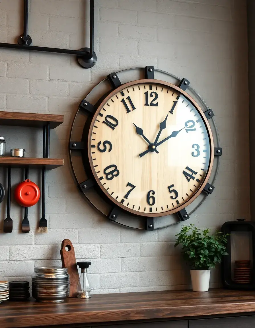 Large gear design industrial wall clock