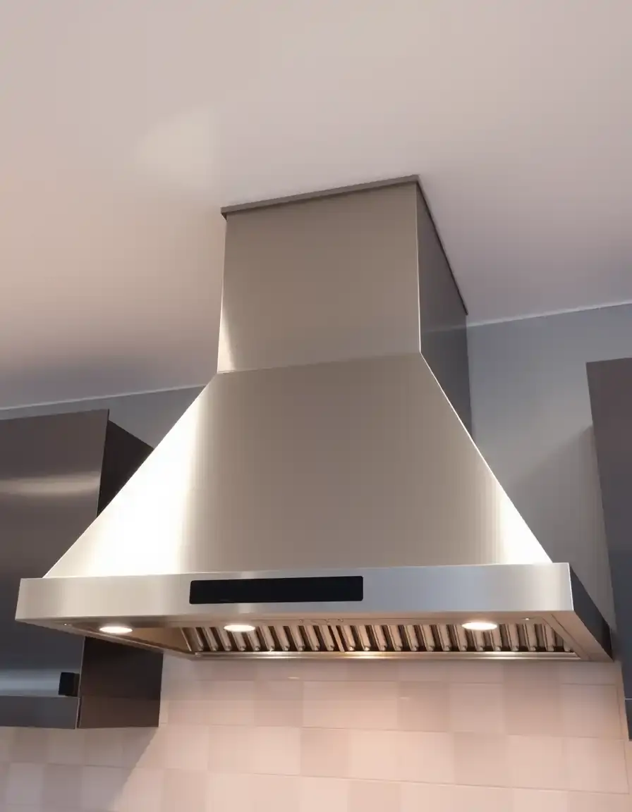 Stainless steel industrial kitchen exhaust hood