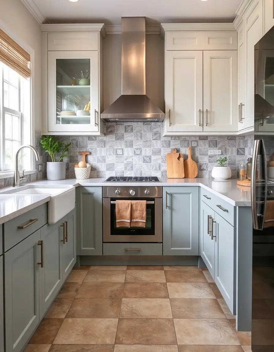 Vinyl floor tiles in a checkerboard pattern