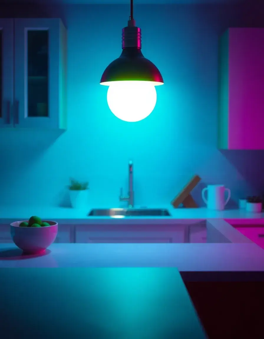An RGB smart bulb showing a warm amber glow