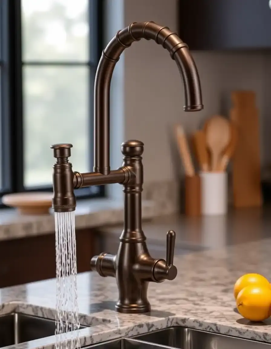 Bronze Kitchen Faucet with Sprayer