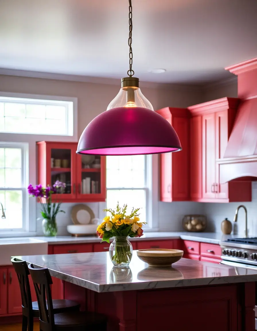 Colored Kitchen Island Pendant Shade