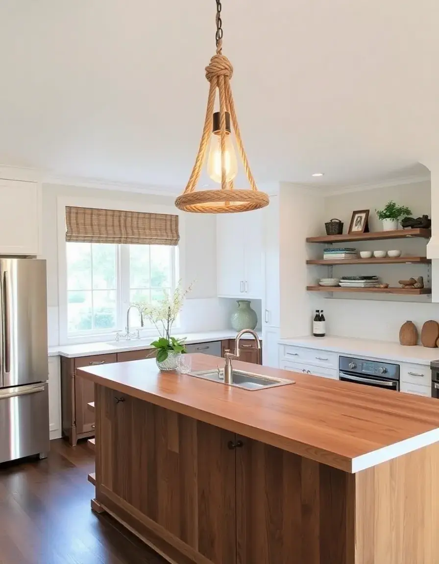 Rustic Rope Kitchen Island Pendant