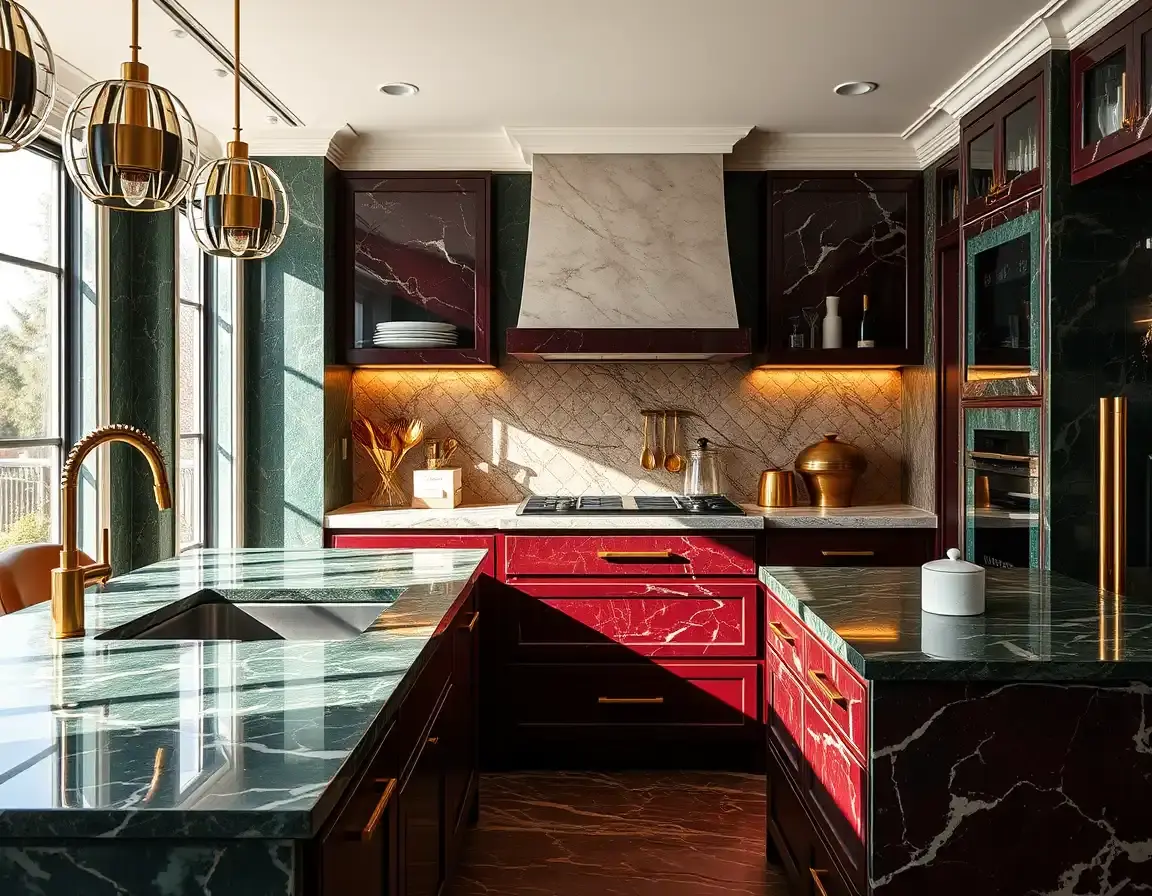 Rich-Colored Marble Kitchen Trends and Matching Gear | KitchGear