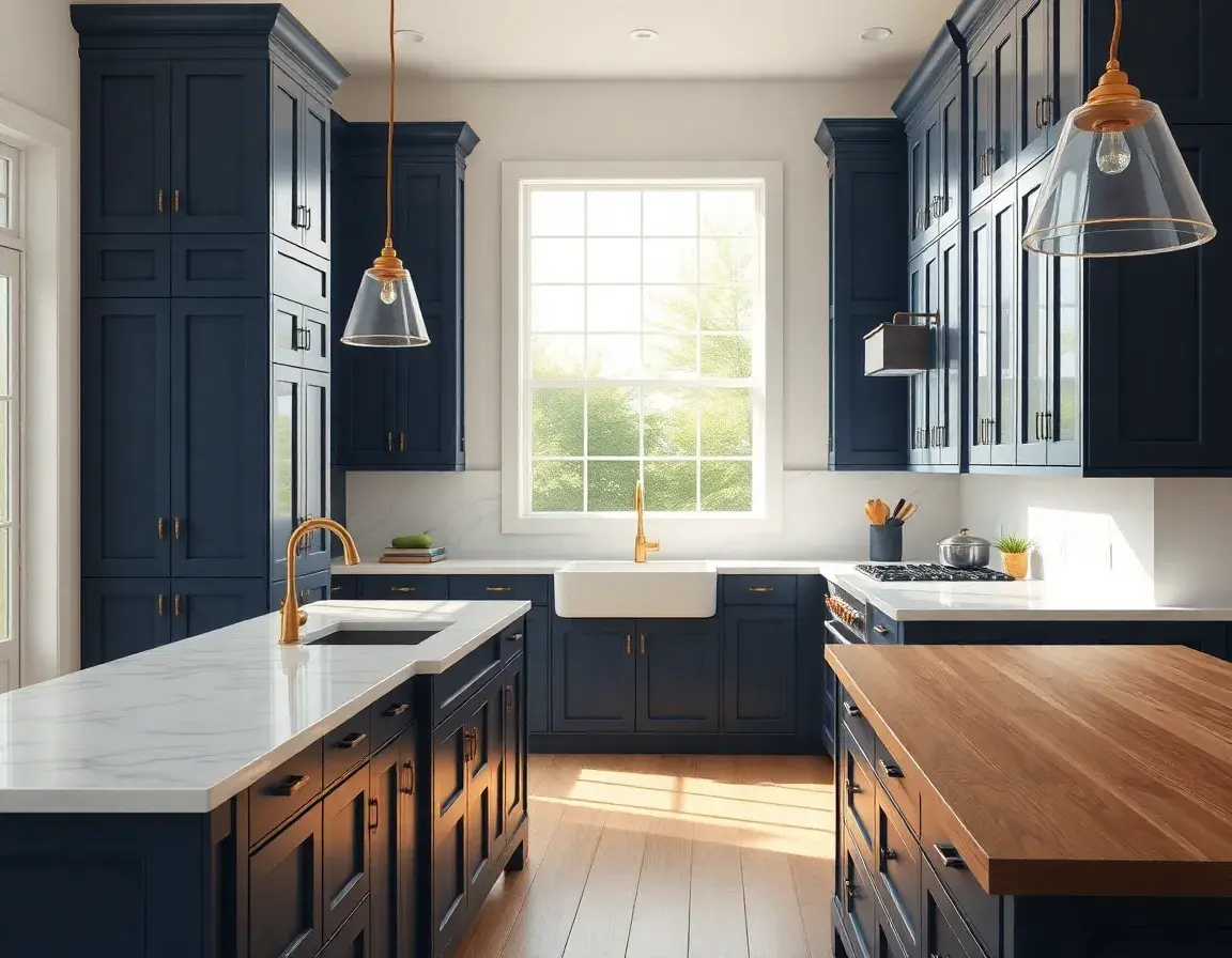 blue kitchen cabinets