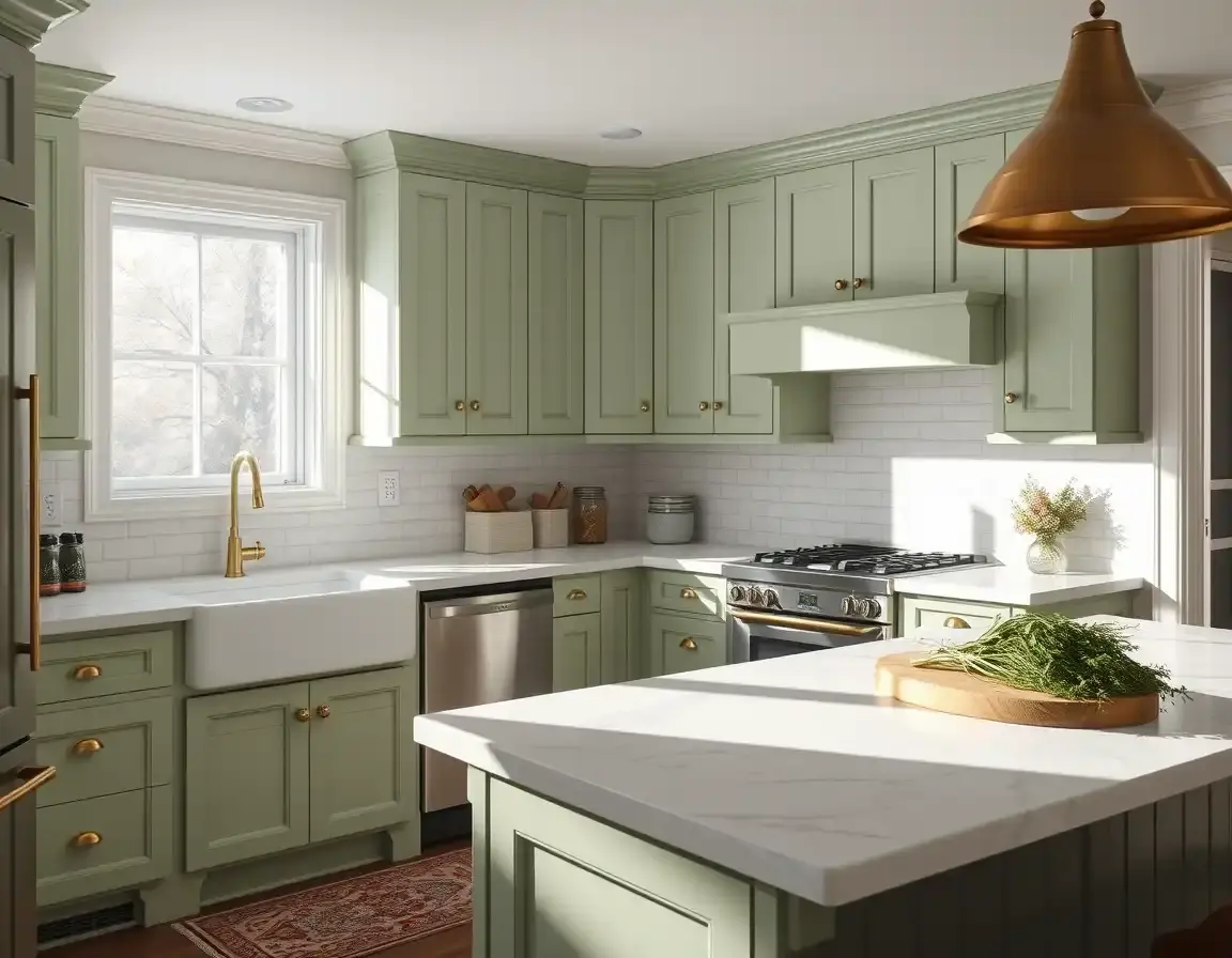 sage green kitchen cabinets